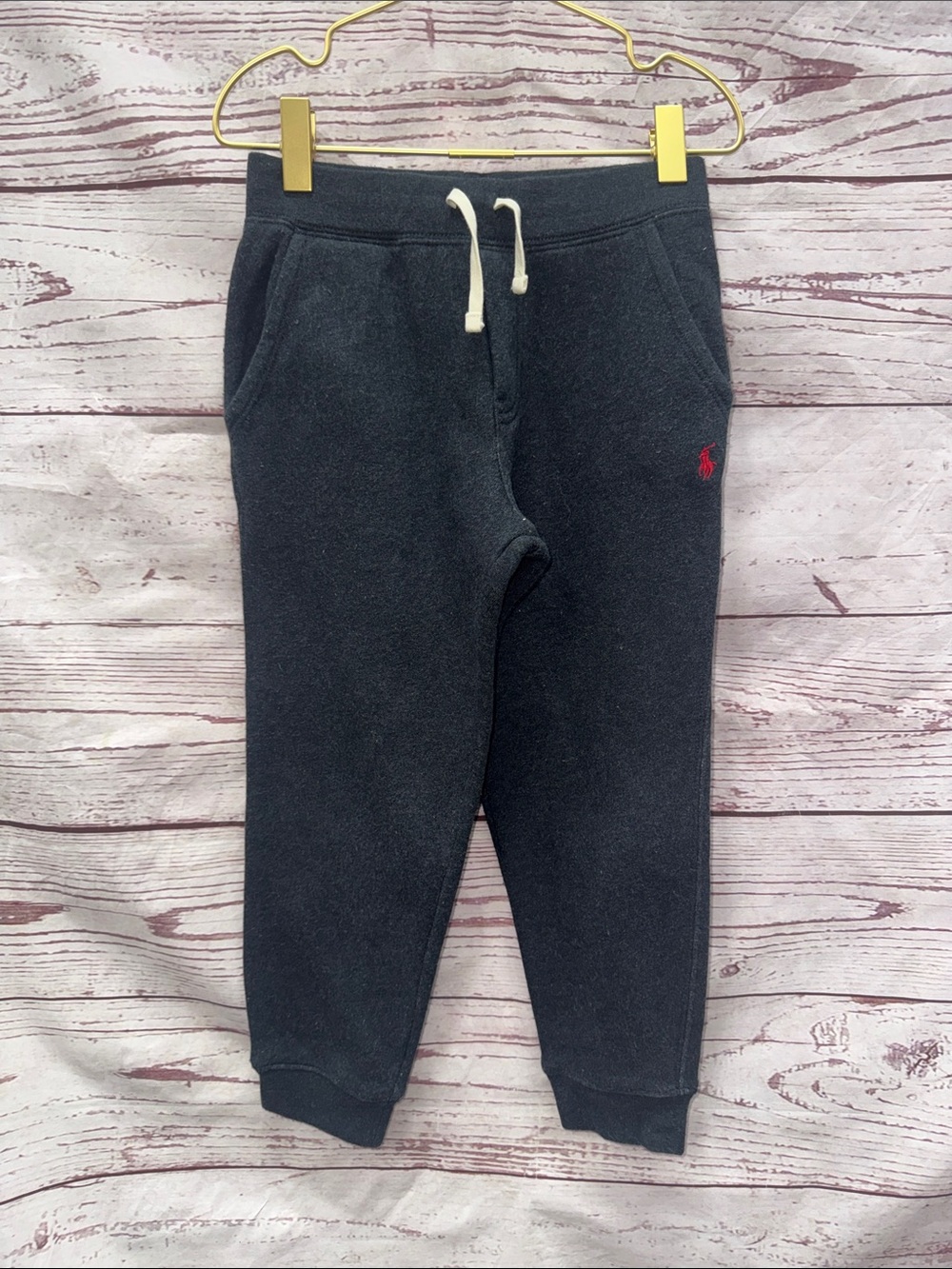 Ralph Lauren Kids Charcoal Sweat Joggers with Red Pony Size 6